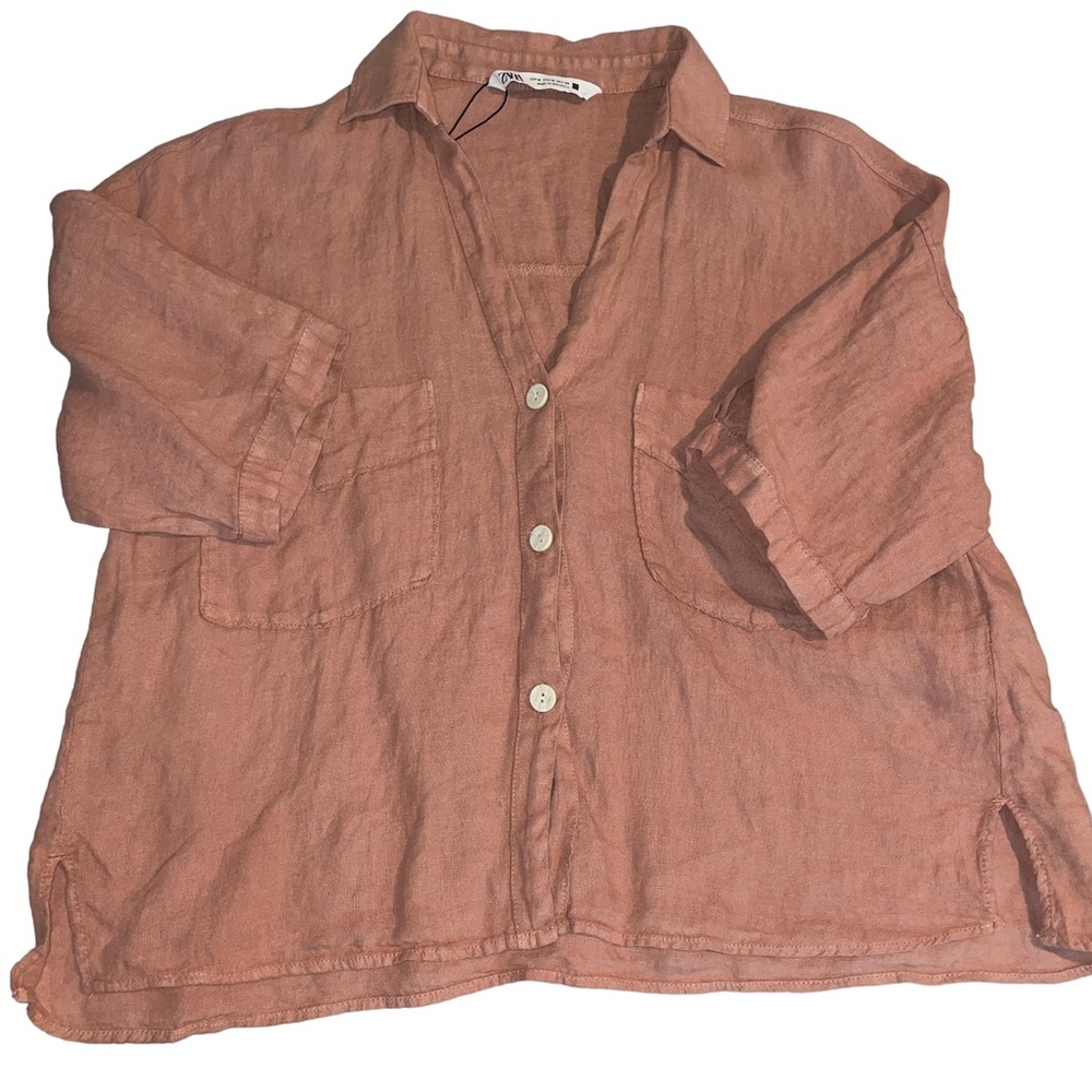 036 NWOT ZARA Linen Shirt, Medium